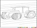 Dibujo De Un Tractor En El Campo Para Colorear