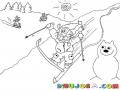 Dibujo De Gato Esquiando En La Niene Para Pintar Y Colorear
