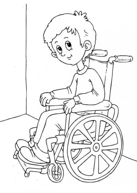 Imagenes Para Colorear Rueda | chico en silla de ruedas para colorear a un nino invalido Imagenes Para Colorear Rueda | chico en silla de ruedas para colorear a un nino invalido