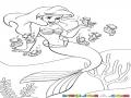 Dibujo De La Sirenita Con Caballitos De Mar Para Colorear Y Pintar Online