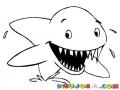 Dibujo De Tiburon Con Colmillos Filudos Para Pintar Y Colorear
