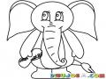 Dibujo De Elefante Con Un Mani Para Pintar Y Colorear