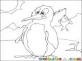 Pinguino Pescador Dibujo De Un Pinguino Con Un Pescado Para Pintar Y Colorear