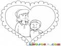 Tarjeta Dia De La Madre Dibujo De Mama E Hijo En Un Corazon Para Pintar Y Colorear