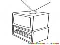 Dibujo De Un Mueble Con Un Televisor Y Un Reproductor De Dvd Para Pintar Y Colorear