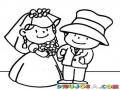 Dibujo De Una Pareja De Reciencasados Para Pintar Y Colorear Recien Casados En El Dia De Su Boda