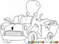 Dibujo De Pulpo En Carro Descapotable Para Pintar Y Colorear