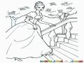 Dibujo De Princesa Subiendo Gradas Para Pintar Y Colorear