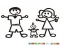 Dibujo De Papa Bebe Y Mama Con Celular Para Pintar Y Colorear Una Familia De 3 Integrantes