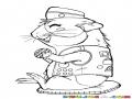 Dibujo De Un Hamster Comiendo Una Dona Para Pintar Y Colorear