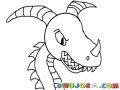 Dibujo De Dragon Con Cuernos Para Pintar Y Colorea