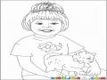 Dibujo De Mujer Con Gato Para Pintar Y Colorear