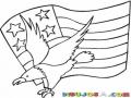 Dibujo De Un Aguila Con La Bandera De Usa Para Pintar Y Colorear