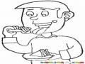 Dibujo De Hombre Comiendo Pastel Para Pintar Y Colorear