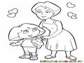 Colorear A Dora Con Su Mama