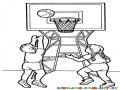 Colorear Juego De Baloncesto Ninos Jugando Basketball En Pelota De Basquetbol