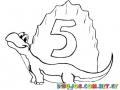 Colorear Dinosaurio Con El Numero Cinco