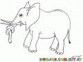 Colorear Elefante Enojado Con Un Nudo En La Trompa