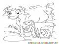 Colorear Vaca Con Chivito