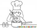 Colorear Mujer Cocinando