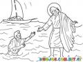 Dibujo de Jesus Caminando en el agua para colorear