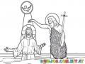 Dibujo del bautizo de Jesus para colorear