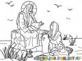 Dibujo para pintar a Jesus con la Mujer Samaritana