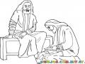 Dibujo para pintar de Jesus Lavando los pies