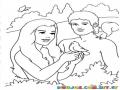 Dibujo de Adan y Eva en el Eden