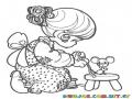 Dibujo de una nina sanando a un raton para colorear