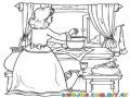 Dibujo De Una Mujer Cocinando Para Pintar