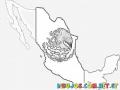 Mapa De Mexico Con La Bandera De Mexico Y El Escudo De Mexico Para Colorear