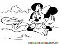 Mimi Mouse Descansando En La Grama Para Colorear