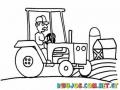 Dibujo De Granjero Con Tractor Para Colorear
