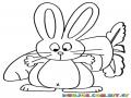 Dibujo De Conejo Escondiendo Una Zanahoria Para Colorear