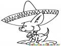 Colorear Perrito Chiguagua Con Sombrero Mexicano