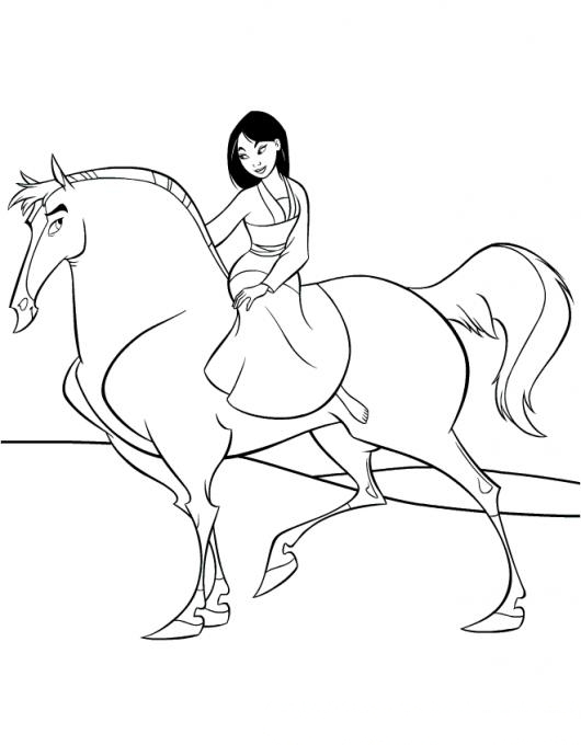 Dibujo De La Princes Jasmin En Su Caballo Para Colorear COLOREAR 