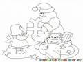 Dibujo De Santa Claus Dando Un Regalo A Una Nena