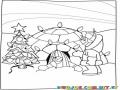 Dibujo De Esquimales En Navidad Para Colorear Y Pintar Online