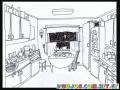 Dibujo De Una Cocina Con Gabinetes Para Colorear Y Pintar