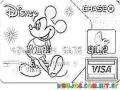 Chase Visa Mickey Mouse Disney Credit Card Coloring Page Para Colorear