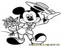 Pintar a Mickey con ramo de flores