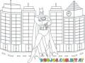 Colorear A Batman Cuidando La Ciudad