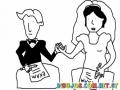 Colorear Novios Firmando Acta De Matrimonio