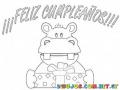 Tarjeta De Felix Cunpleanos De Hipopotamo Para Pintar Y Colorear