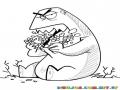 Dibujo De Animal Comiendo Flores Para Pintar Y Colorear