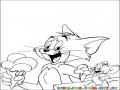 Colorear a Tom y Jerry comiendo helado juntos tomyjerry tom y yerry