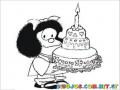 Dibujo De Mafalda Con Un Pastel Para Colorear