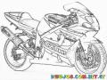 Dibujo De Moto Suzuki parecida a la yamaha R6 Para Pintar Y Colorear