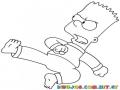Dibujo De Bart Simpson Tirando Una Patada De Karate Para Colorear